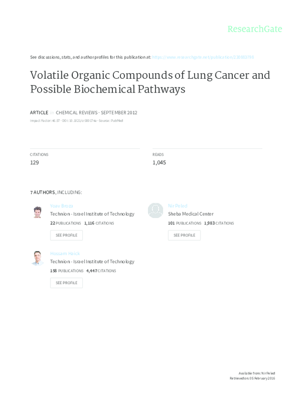 (PDF) Volatile Organic Compounds of Lung Cancer and Possible ...