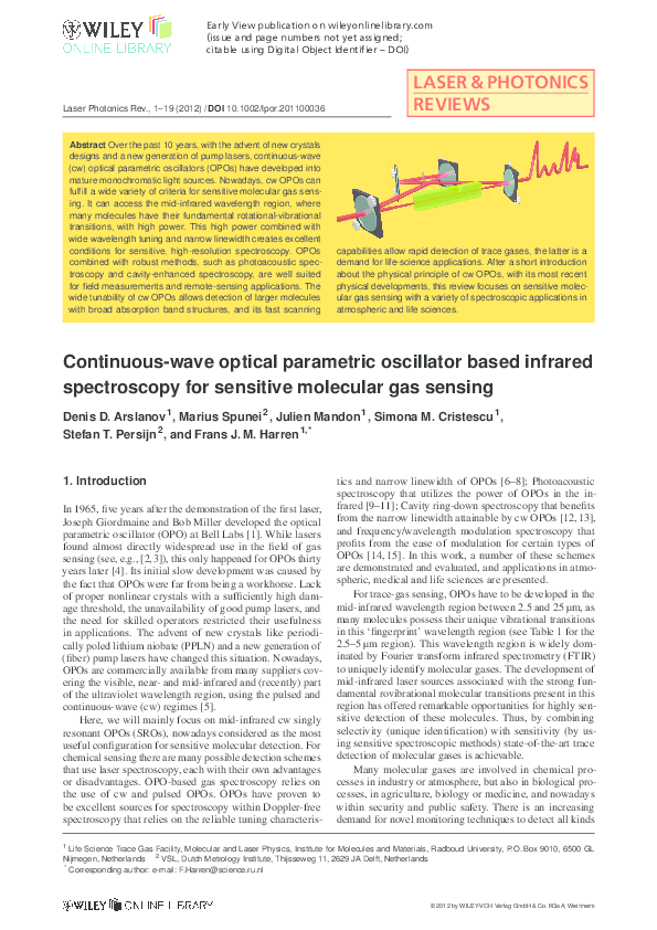 (PDF) Continuous wave optical parametric oscillator for quartz-enhanced ...