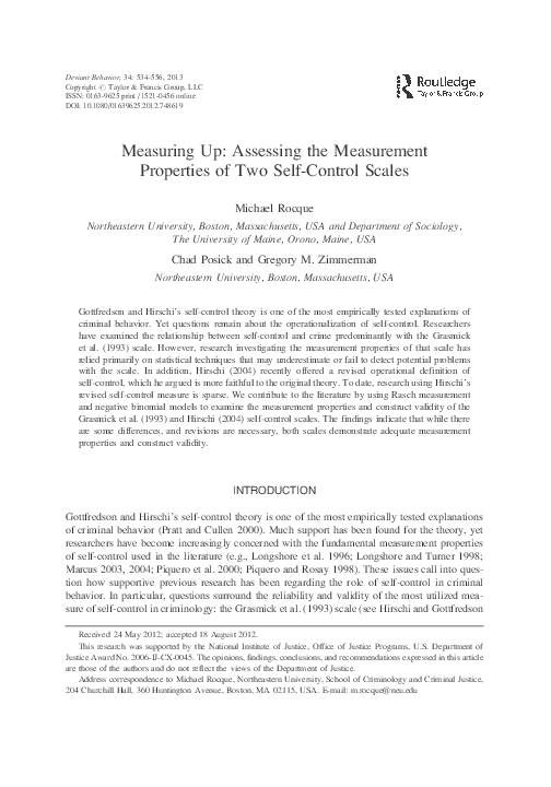 (PDF) Measuring Up: Assessing the Measurement Properties of Two Self ...