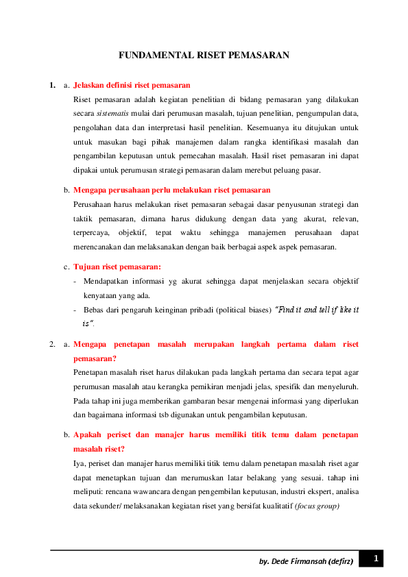 Riset Pasar Research Papers Academia Edu