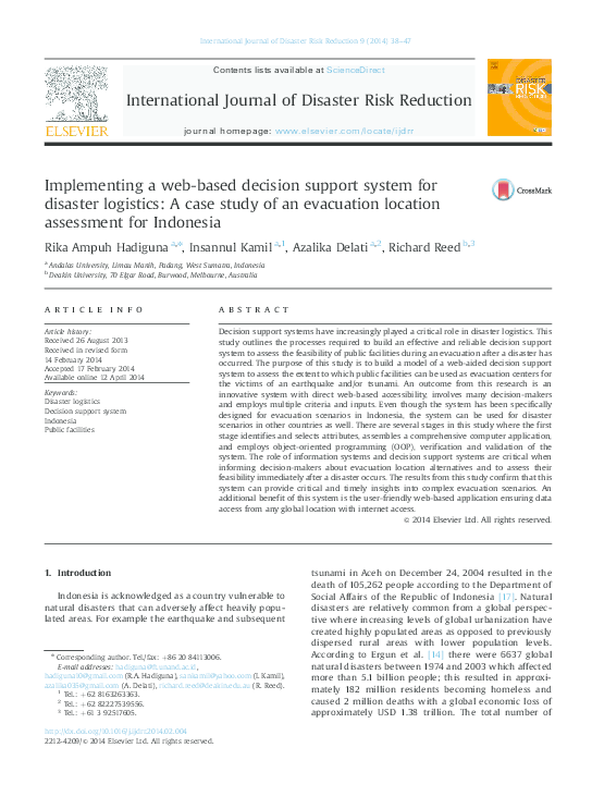 (PDF) Implementing a web-based decision support system for disaster ...