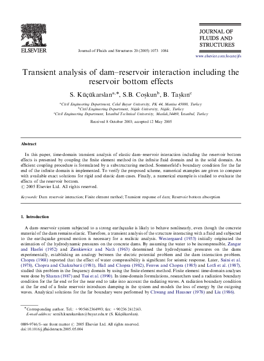 (PDF) Transient analysis of dam–reservoir interaction including the ...