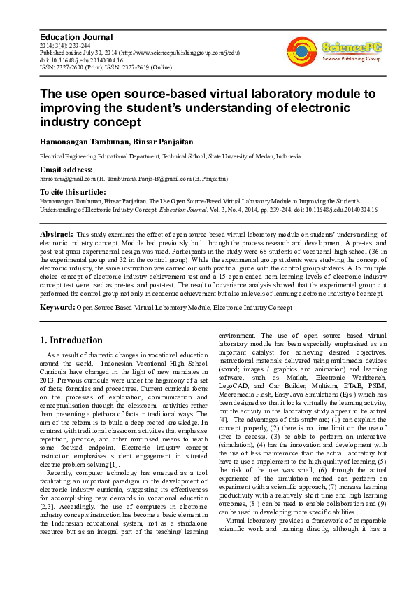 (PDF) The Use Open Source-Based Virtual Laboratory Module to Improving ...