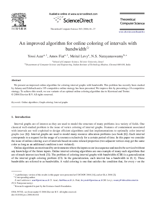 (PDF) An improved algorithm for online coloring of intervals with bandwidth