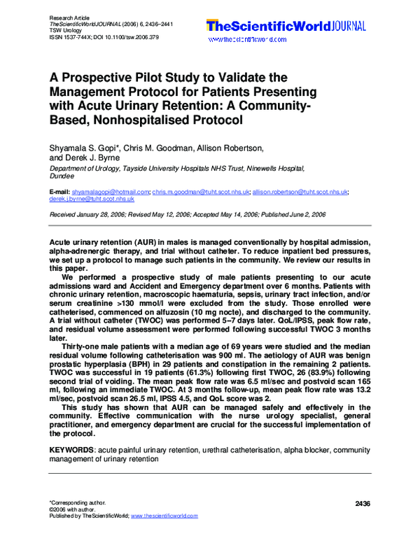 (PDF) A Prospective Pilot Study to Validate the Management Protocol for ...