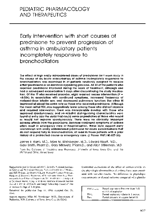 (PDF) Early intervention with short courses of prednisone to prevent