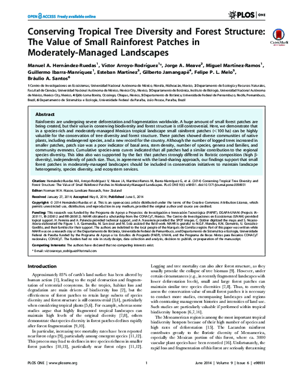 (PDF) Conserving Tropical Tree Diversity and Forest Structure: The ...