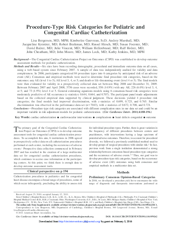 (PDF) Procedure-type risk categories for pediatric and congenital ...