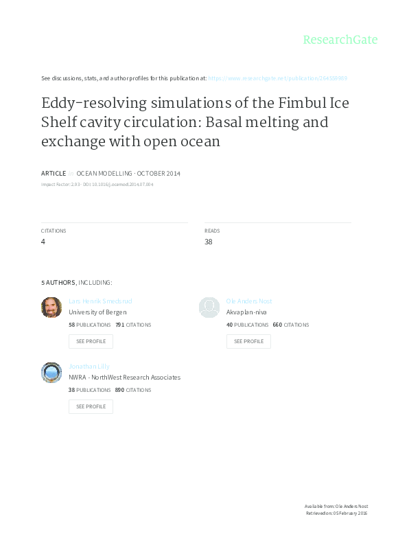 (PDF) Eddy-resolving simulations of the Fimbul Ice Shelf cavity ...