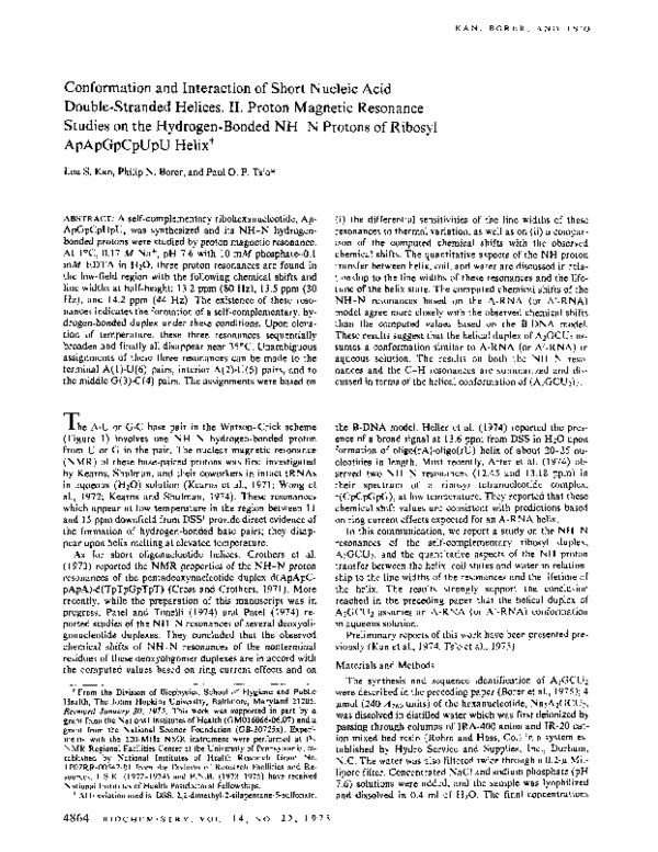 (PDF) Conformation and interaction of short nucleic acid double ...