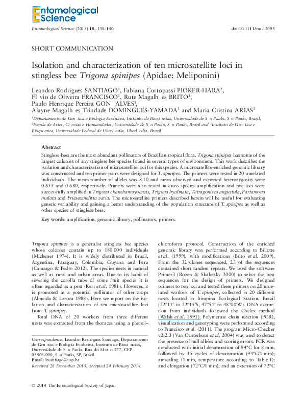 (PDF) Isolation and characterization of ten microsatellite loci in ...