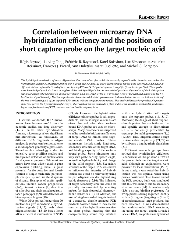 (PDF) Impact of Probe Position on DNA Hybridization