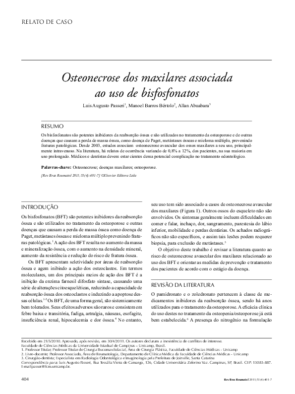 (PDF) Bisphosphonate related osteonecrosis of the jaws