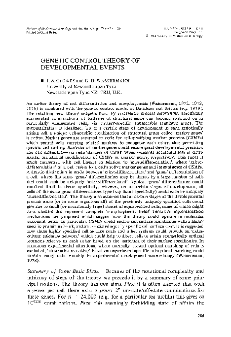 (PDF) Genetic control theory of developmental events