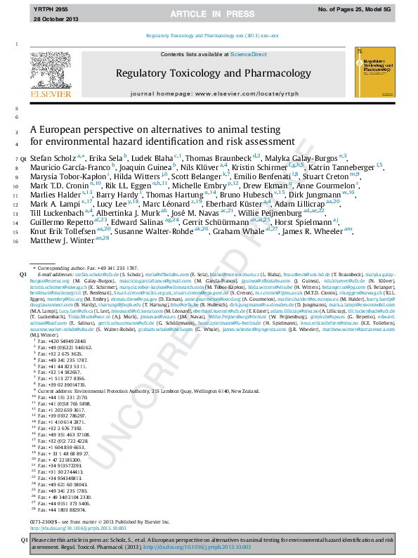 (PDF) A European perspective on alternatives to animal testing for ...