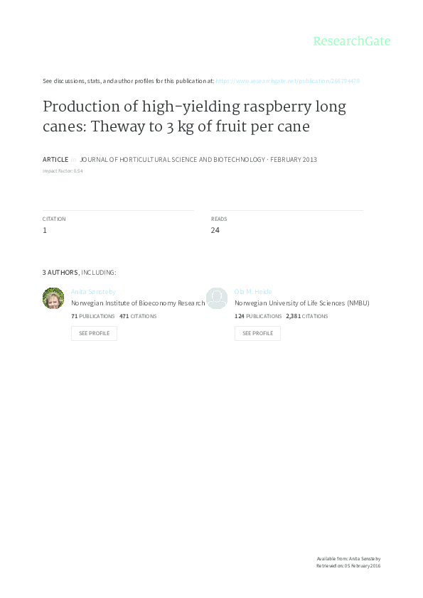 (PDF) Production of high-yielding raspberry long canes: Theway to 3 kg ...
