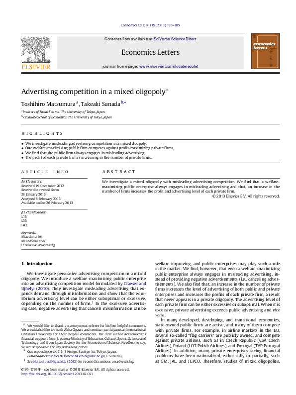 Oligopoly economics essay image