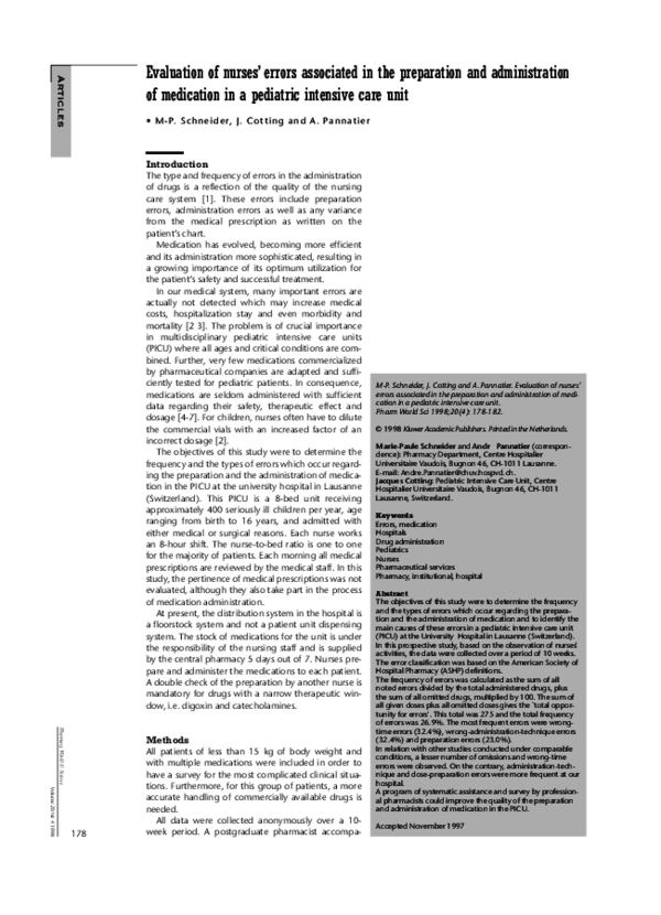 (PDF) Evaluation of nurses' errors associated in the preparation and ...
