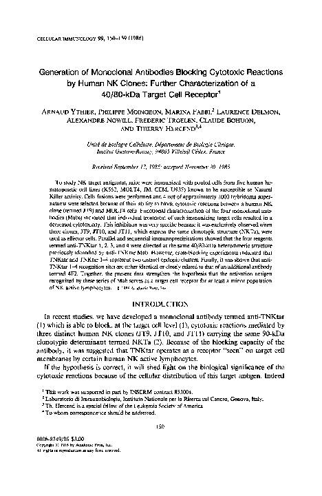 (PDF) Generation of monoclonal antibodies blocking cytotoxic reactions ...