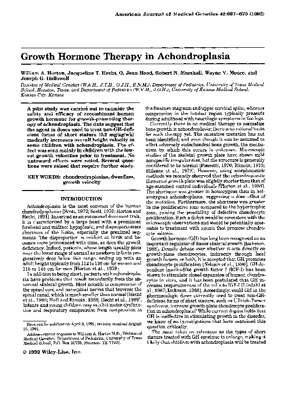 (PDF) Growth hormone therapy in achondroplasia