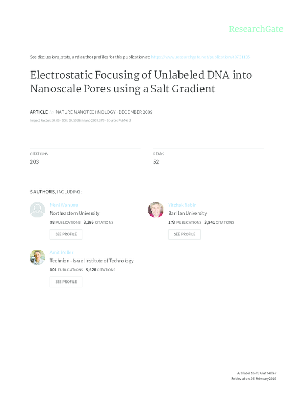 (PDF) Electrostatic focusing of unlabelled DNA into nanoscale pores ...