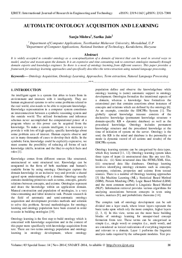 (PDF) AUTOMATIC ONTOLOGY ACQUISITION AND LEARNING