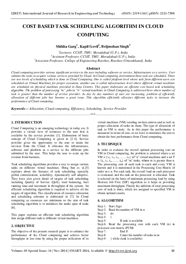 (PDF) COST BASED TASK SCHEDULING ALGORITHM IN CLOUD COMPUTING