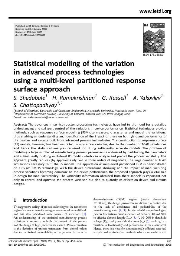 (PDF) Statistical modelling of the variation in advanced process ...