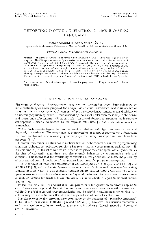 (PDF) Supporting control definition in programming languages Giovanni