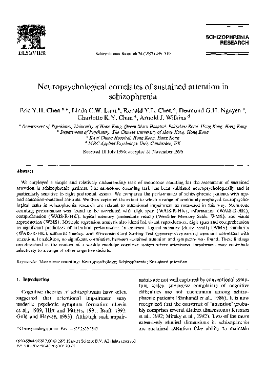 Neuropsychology schizophrenia essay image