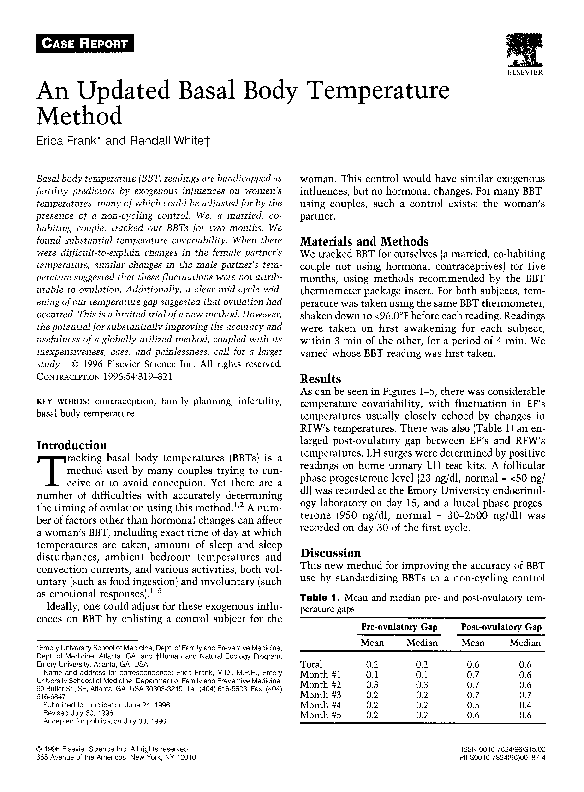 (PDF) An updated basal body temperature method Erica Frank, MD, MPH