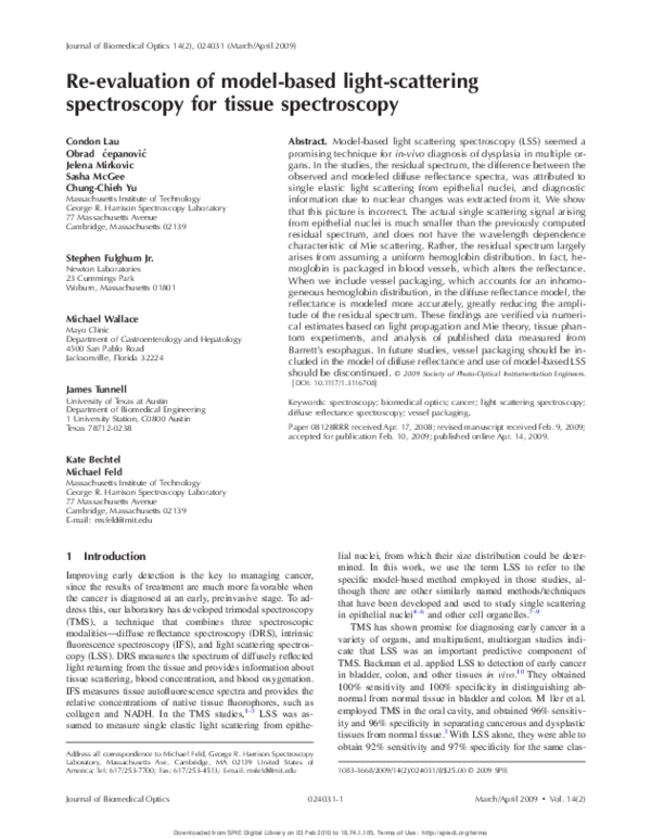 (PDF) Re-evaluation of model-based light-scattering spectroscopy for ...