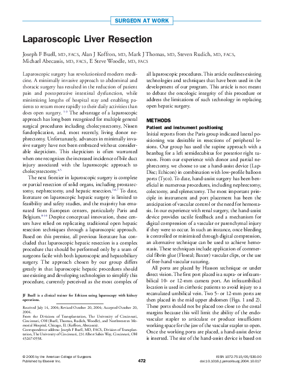 (PDF) Laparoscopic liver resection