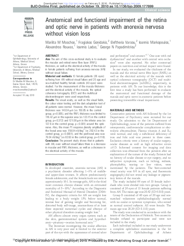 (PDF) Anatomical and functional impairment of the retina and optic ...