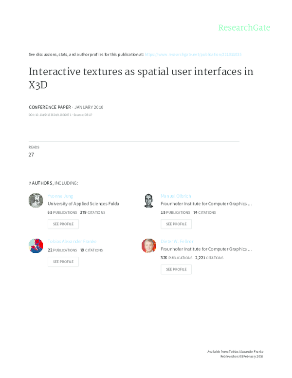 (PDF) Interactive textures as spatial user interfaces in X3D