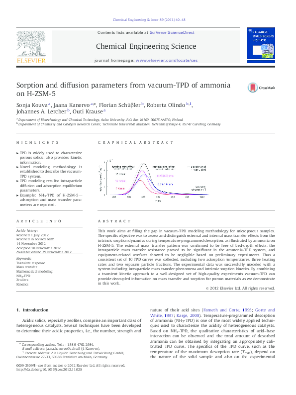 (PDF) Sorption and diffusion parameters from vacuum-TPD of ammonia on H ...