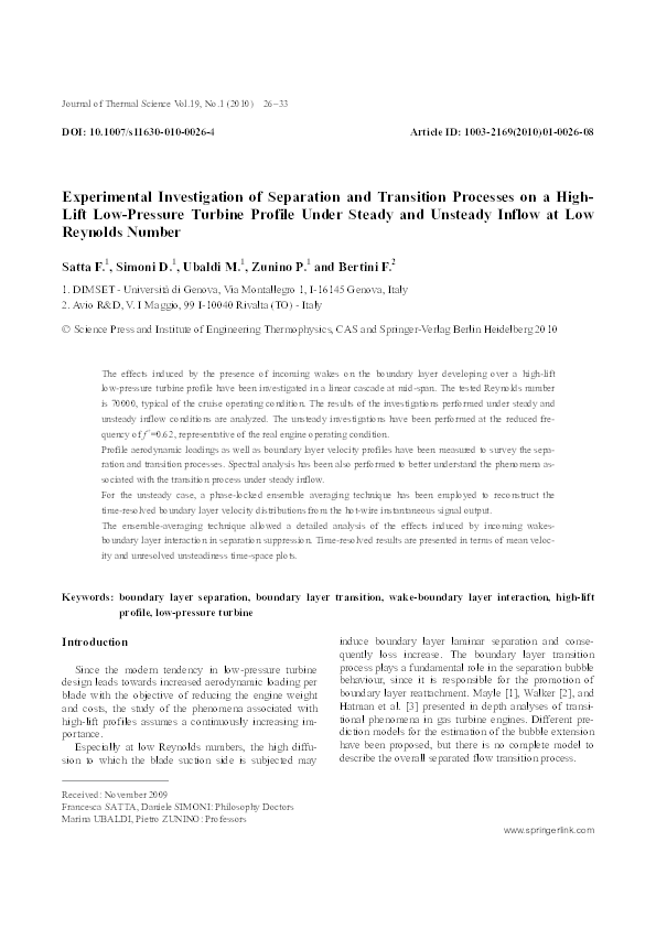 (PDF) Experimental investigation of separation and transition processes ...
