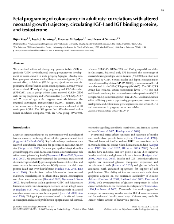 (PDF) Fetal programing of colon cancer in adult rats: correlations with ...