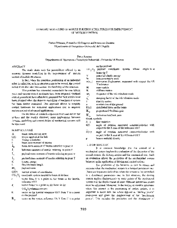 (PDF) Dynamic Modelling of Mobile Flexible Structures for Improvement ...