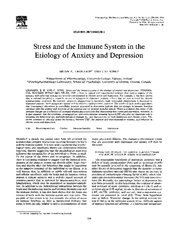 (PDF) Stress and the immune system in the etiology of anxiety and ...