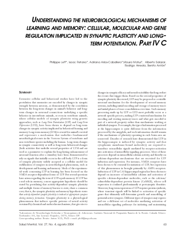(PDF) Understanding the Neurobiological Mechanisms of Learning and ...