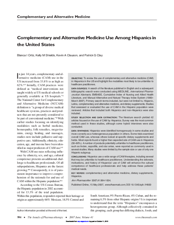 Complementary and alternative medicine use among HIV-positive people ...