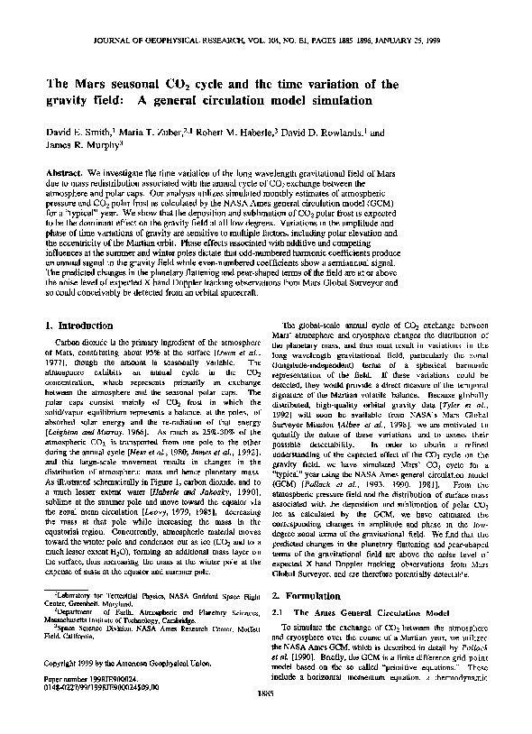 (PDF) The Mars seasonal CO 2 cycle and the time variation of the ...