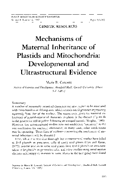 (PDF) Mechanisms of maternal inheritance of plastids and mitochondria ...