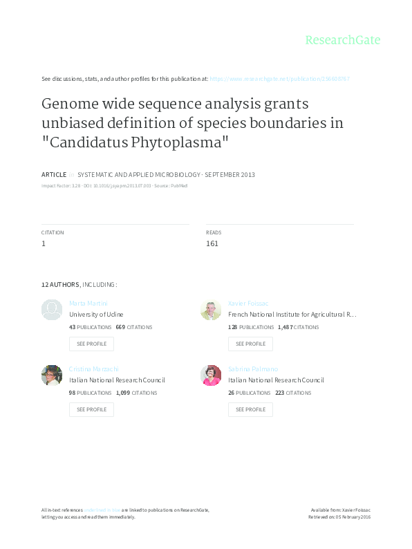 (PDF) Genome wide sequence analysis grants unbiased definition of ...