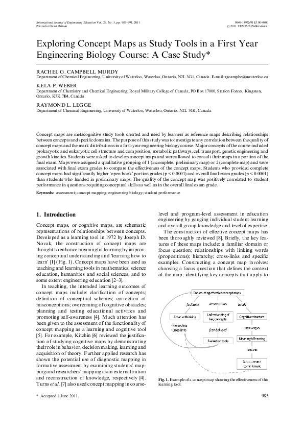 (PDF) Exploring Concept Maps as Study Tools in a First Year Engineering ...