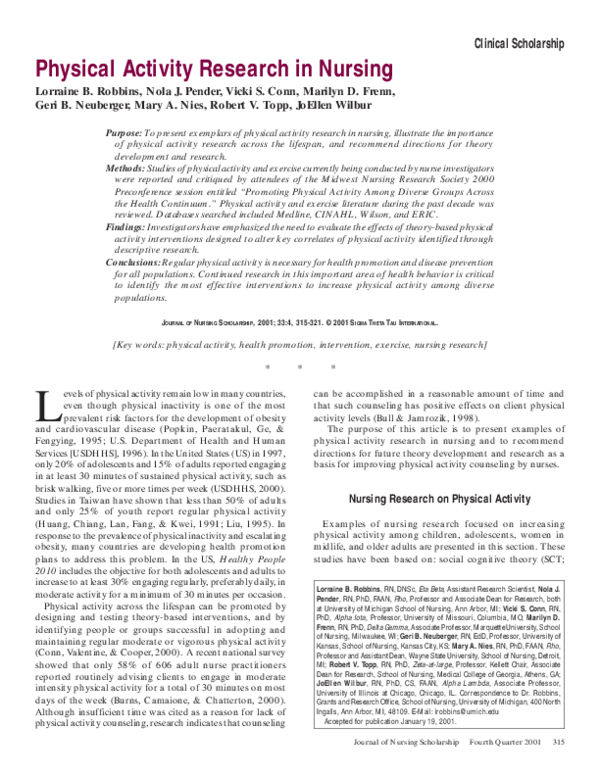 (PDF) Physical Activity Research in Nursing