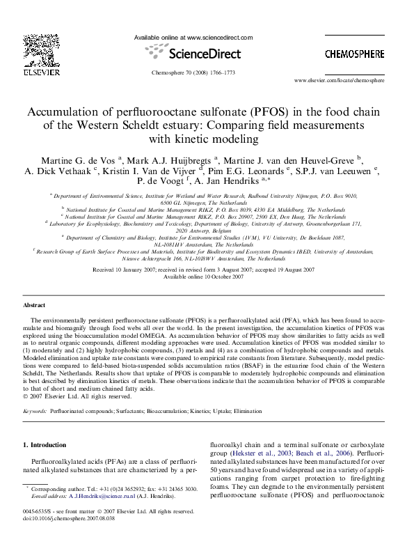 (PDF) Accumulation of perfluorooctane sulfonate (PFOS) in the food ...