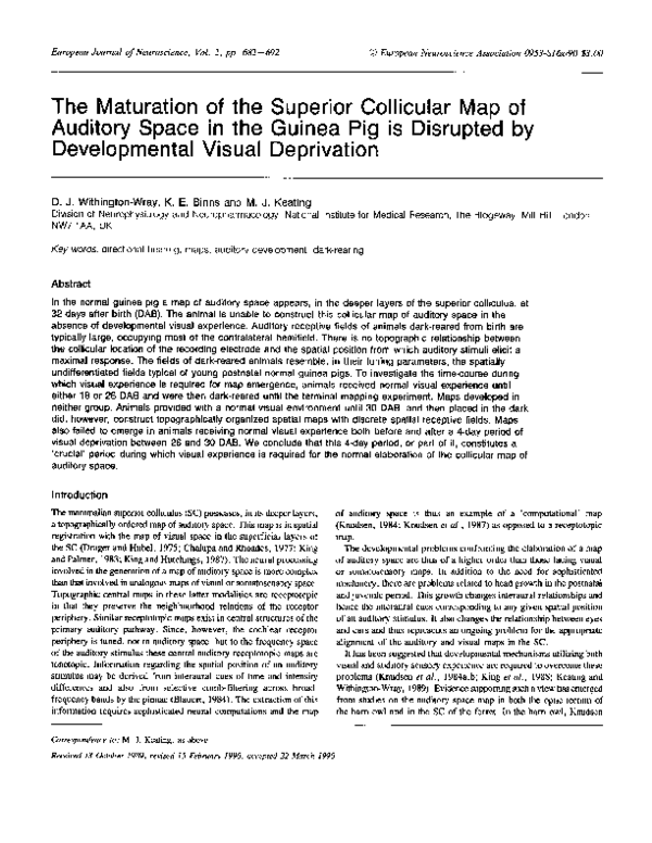 (PDF) The Maturation of the Superior Collicular Map of Auditory Space ...