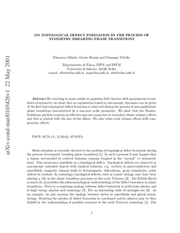 (PDF) On Topological Defect Formation in the Process of Symmetry ...